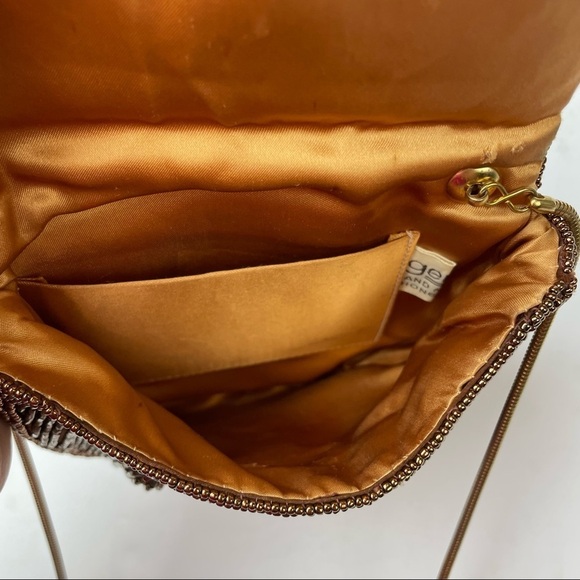 Vintage GENIE Beaded Purse Brown Evening Crossbody Bag HONG KONG HandMade - Picture 6 of 6
